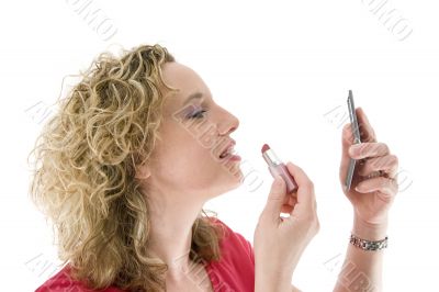 Attractive blonde with a lipstick Attractive blonde with a lipstick