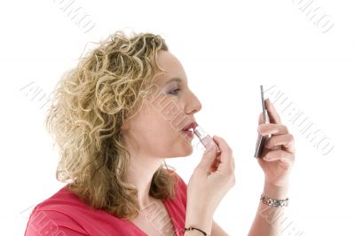 Attractive blonde with a lipstick Attractive blonde with a lipstick