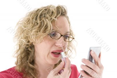 Attractive blonde with glasses and a lipstick Attractive blonde with glasses and a lipstick
