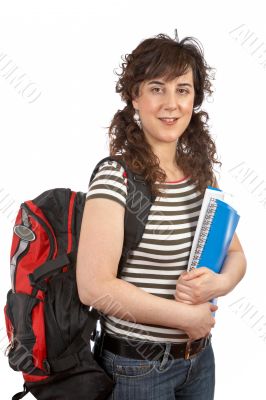 Young student woman with backpack