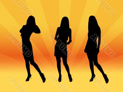  Girls silhouettes,vector,image, picture,night club