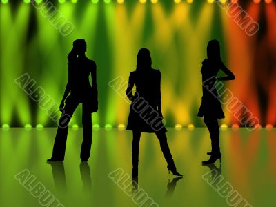 Sexy girls silhouettes in night club