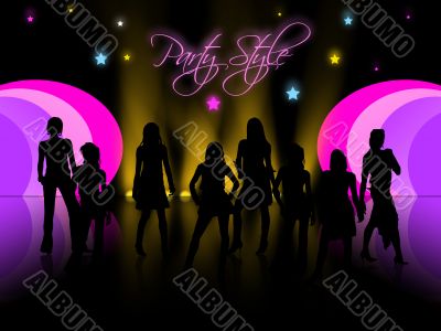 People silhouettes in night club, vector,disco