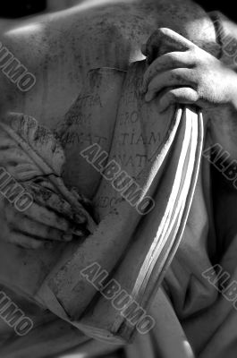 Detail of a sculpture of a summer garden