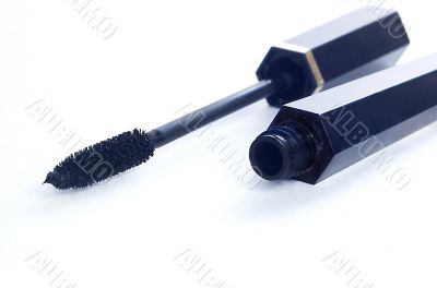 Black mascara on a white background