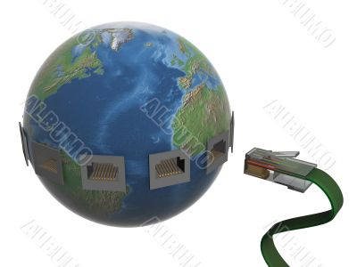 Global communication in the world. 3D image.