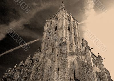 Old church in sepia