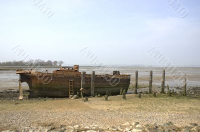 Abandoned river barge