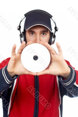 Disc Jockey holding a compact disc