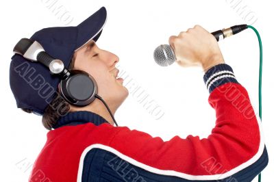 Disc jockey singing