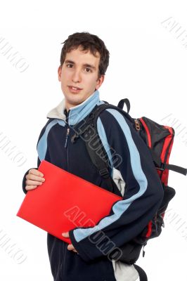 Young student with backpack