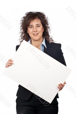 Holding the blank poster