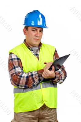 Construction worker writing Construction worker writing