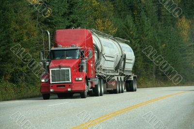 Red truck on highway