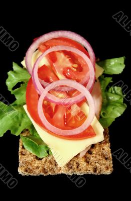 Rye Cracker With Ham And Salad