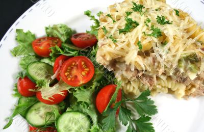 Tuna And Pasta Bake With Salad