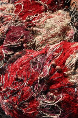 Fishing nets drying in port