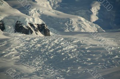 Polar twilight: Crevassed and glaciated