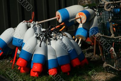 Lobster floats, blue, white, neon