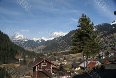 Alpine village and valley