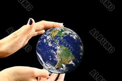 Holding the blue globe