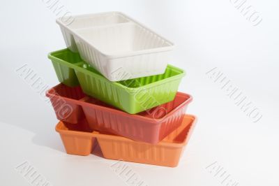 Piled up fast food boxes Piled up fast food boxes