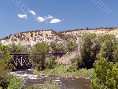 Metal Railroad Train Bridge over River