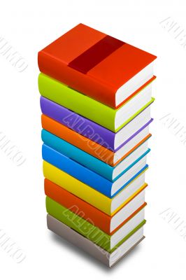 colorful books stack isolated on white
