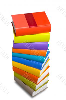 colorful books stack isolated on white