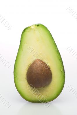 Isolated open avocado with stone