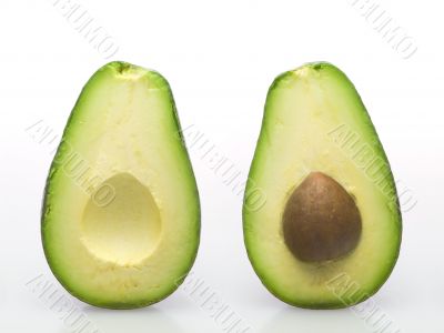Open avocado two parts with stone
