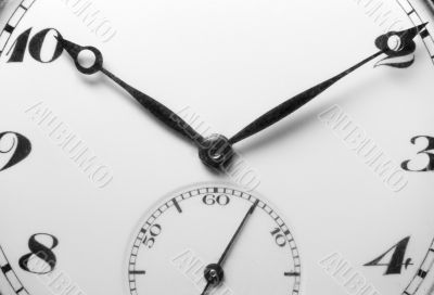 Clock detail with minute and hour hands