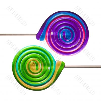 Multicolored sweet lollipops