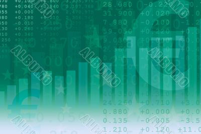 Positive euro financial result chart background