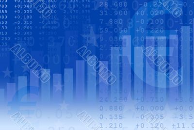 Positive euro financial result chart background