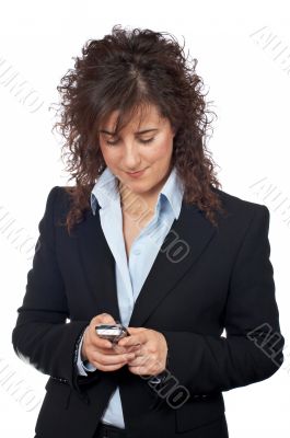 Business woman send a SMS