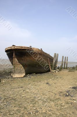 Abandoned river barge