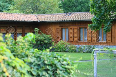 Wooden house in the woods