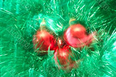 Three red Christmas balls