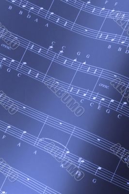 A musical score in blue