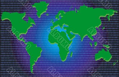 Binary Code World Map