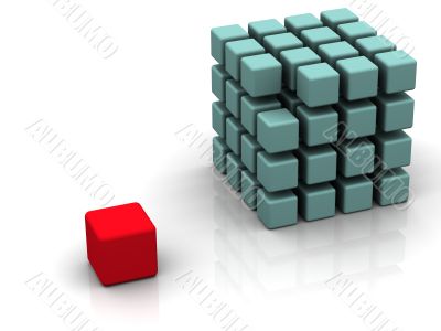 One individuality red cube
