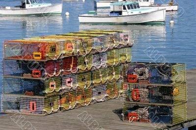 Brightly colored lobster traps