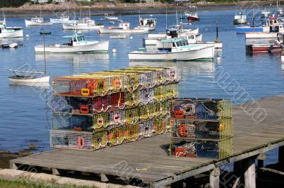Brightly colored lobster traps