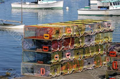 Brightly colored lobster traps