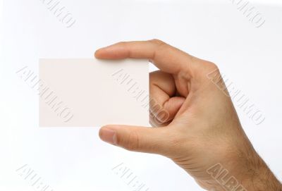 Man holding a business card