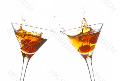 Toast with two cocktail glasses Toast with two cocktail glasses