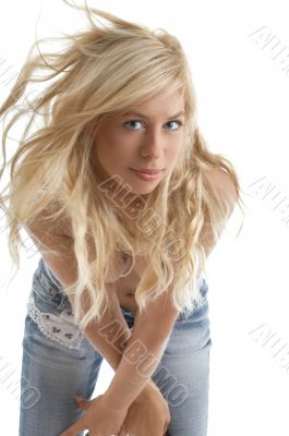 blond in blue jeans