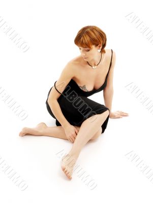 relaxed lady in black dress relaxed lady in black dress