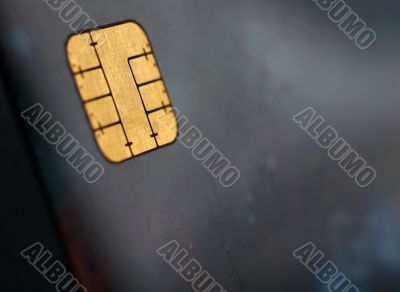 Macro shot of credit card, view of the chip